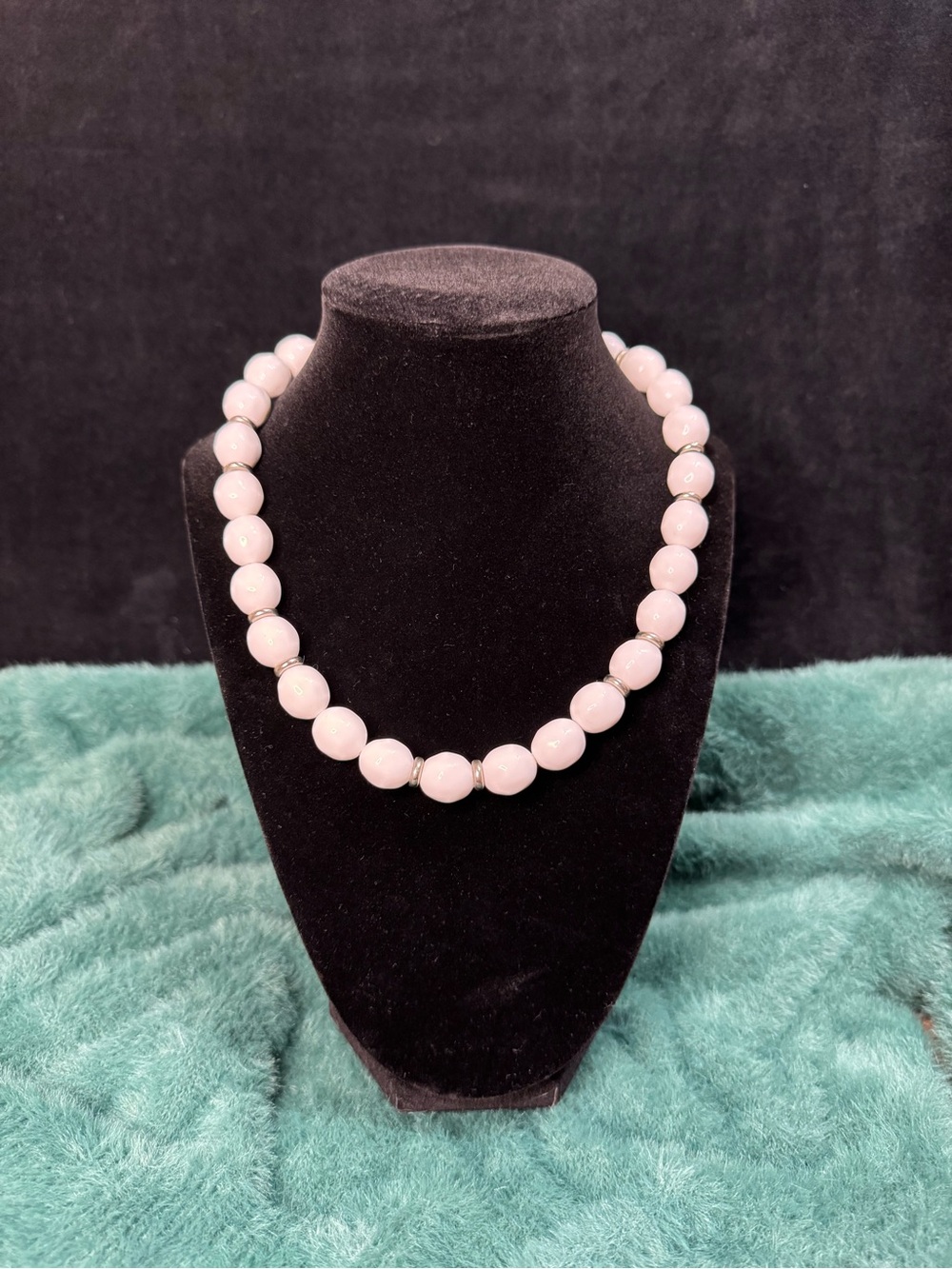 Genuine Lucite Vintage White and Silver Necklace